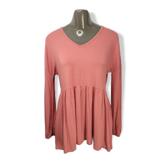 Cupio Women's Pink Long Sleeves V-Neck Soft Fabric Blouse Top Size Small - Picture 1 of 5